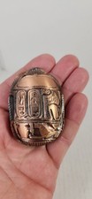 Copper Egyptian Scarab With Hieroglyfix Weighing 5 Ounces 3