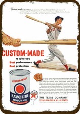 1950 TED WILLIAMS BOSTON RED SOX - TEXACO HAVOLINE OIL Vintage Look METAL SIGN picture