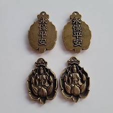 Lot 4 Brass Lotus Guanyin Pendant Sculpture Guanyin Buddha Statue Pendant Craft picture