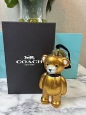 NIB Coach Gold Glitter Bear Christmas Ornament picture