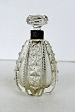 Antique Perfume Bottle Cut Glass Crystal Scent Bottle With Stopper Collectible
