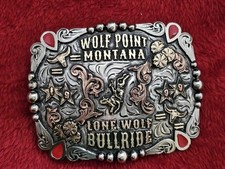 RODEO☆X~TREME☆1999☆Bull Riding CHAMPION TROPHY BUCKLE☆Wolf Point Montan☆Rare☆W60 picture