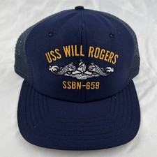 Vintage 80s USS Will Rogers SSBN-659 Navy Submarine DeLong Trucker Hat USA picture