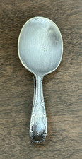VINTAGE 1881 ROGERS ONEIDA LTD SILVERPLATE CURVED HANDLE BABY FEEDING SPOON picture