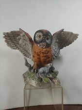 Vintage Owl Porcelain Figurine Royal Crowns J. Byron Signed Excellent Condition  picture