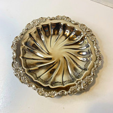 VTG Baroque pattern Silver Plate Swirl Pattern Bowl / Dish with Ornate Rim picture