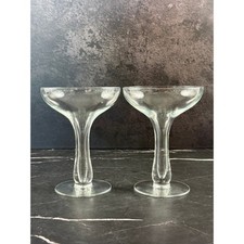 VTG PAIR (2) Art Deco MCM Hollow Balloon Stem Champagne Coupes 5.5in MINT picture