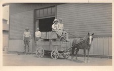 G95/ Ravenna Ohio RPPC Postcard c1910 Pony-Drawn Wagon Kids picture