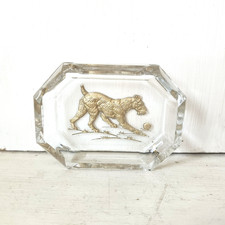 RARE Vtg *READ* Czech HOFFMAN Painted Glass Intaglio Open Salt WIRE FOX TERRIER  picture