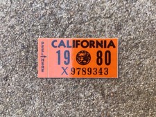 1980 - CALIFORNIA LICENSE PLATE - YEAR REGISTRATION STICKER - NOS picture