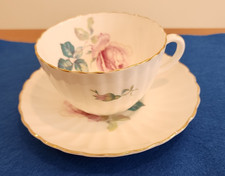 Vintage Radfords, UK,  Bone China. Hand Painted Cup and Saucer, White , Flowers picture