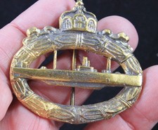 Imperial German WWI Naval U‑Boat Submarine Badge – Brass – Excellent picture