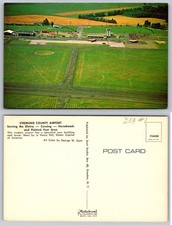 Vintage Chemung County Airport Elmira NY Aerial View Plastichrome Postcard picture