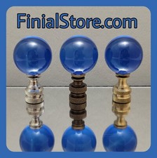 Royal Blue Crystal Ball 30mm Lamp Finial Nickel/Polished/Antique Base picture