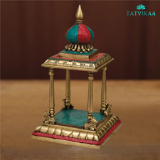 Brass Temple With  Stonework, 34 cm Tall Brass Hindu home temple picture