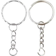 2X Stainless Steel Metal Flat Key Rings Keyring Keychain Split Ring Hoop picture
