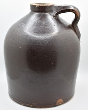 Antique Dark Brown Stoneware Beehive Whiskey Jug picture