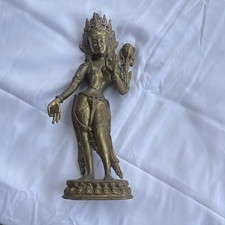 Bronze/Gold Tone Metal Hinduism Deity Statue Figurine - Standing Figure picture
