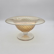 Vintage Imperial Glass Marigold Carnival Twisted Optic Compote Pedestal 7