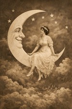 Paper Moon Reproduction MODERN Postcard Beautiful Woman D954 picture