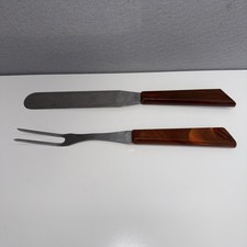 Lot Of 2 Vintage Kaylan Stainless Bakelite Icing Spatula And Two Pronged Fork picture