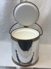 MCM Vintage Ice Bucket Mirrored Silver with GoldTrim Handles picture