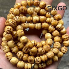 Vintage 108 Bead Buddhism Tibetan Yak Bone Skull Meditation Prayer Mala Necklace picture