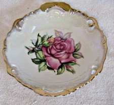 Vintage Gold Trimmed Plate, Rose Flowers.  Hand painted By Eubanks. No Chips,  picture