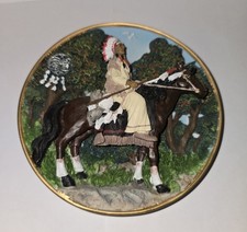 1999 Cadona Vintage 3-D Native American On Horse Back Decorative Collector Plate picture