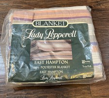Lady Pepperell Blanket Striped Hampton Twin/Full Vintage Satin Trim 72x90 NOS picture