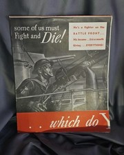 Original 1942 WWII War Chest Fold Out Brochure National War Fund Propaganda picture
