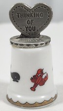 Vintage Gimbels Porcelain/Pewter Lobster Starfish Nautical Thimble picture