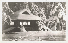 END OF THE TRAIL ON GLACIER HWY REAL PHOTO POSTCARD JUNEAU AK ALASKA 1940s RPPC picture