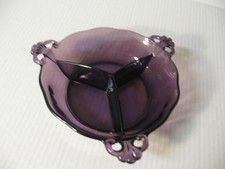 Vintage Purple Amethyst Glass Divided Relish or Candy Dish Bowl picture