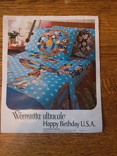 Vtg 1976 Disney Wamsutta Full Flat Sheet Mickey Mouse Bicentennial NOS Open Box picture