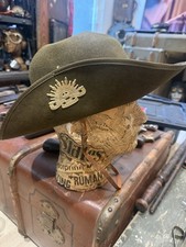 WWII Australian Army Bush Hat With Badge  Military Hat picture