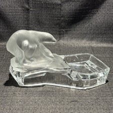 Art Deco Glass Polar Bear Ashtray Karel Zentner Libochovice Czech Vtg  1930s  14 picture