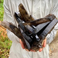 5.33LB Natural Smoky Black Quartz Cluster Crystal raw Specimen Healing picture