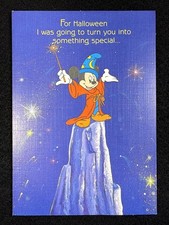 Vintage 1990s Walt Disney Fantasia Mickey Mouse Halloween Card Gibson Unused 7