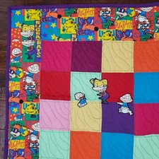 Vintage Quilters Unlimited Handmade Rugrats Rainbow Quilt 48.5x41 picture