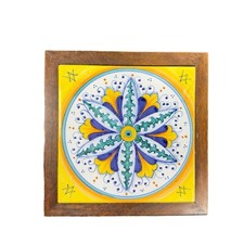 Pascal Ravello Pottery Italy Square Hand Painted Tile Wall Hanging Ceramic VTG picture