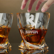 Custom Engraved Ferrari Twisted Whiskey Glass – 10 oz Rocks Glass New picture