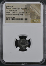 NGC Herod Archelaus 4 BC - 6 AD King of Judaea Bronze Prutah High Grade Biblical picture