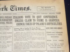 1919 MARCH 22 NEW YORK TIMES - ITALIANS VOTE TO QUIT CONFERENCE - NT 9286 picture