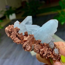 130G Natural Crystal Rare iridescent Native Copper+white quartz symbiosis picture