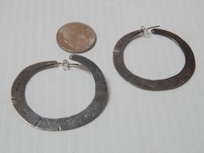 ANTIQUE c1890-1920 NAVAJO INDIAN INGOT COIN SILVER PRIMITIVE STAMPED EARRINGS picture