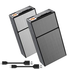 2 Pack Cigarette Case W/ USB Rechargeable Lighter Holder for 100mm picture