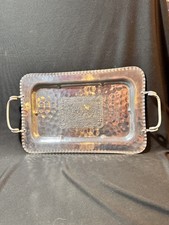 Vintage Cromwell Hand Wrought Hammered Aluminum Serving Tray — Double Handles picture