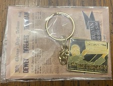DEWEY DEFEATS TRUMAN Enamel Gold Tone Keychain Ring picture