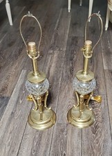 Vintage Bombay Co. Regency-Style Crystal & Satin Brass Table Lamp picture